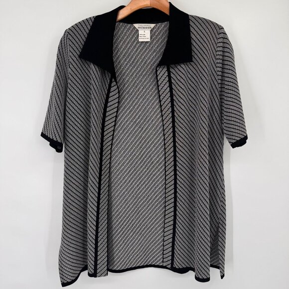 Exclusively Misook Womens Black pattern Open Cardigan jacket size large - Picture 5 of 14